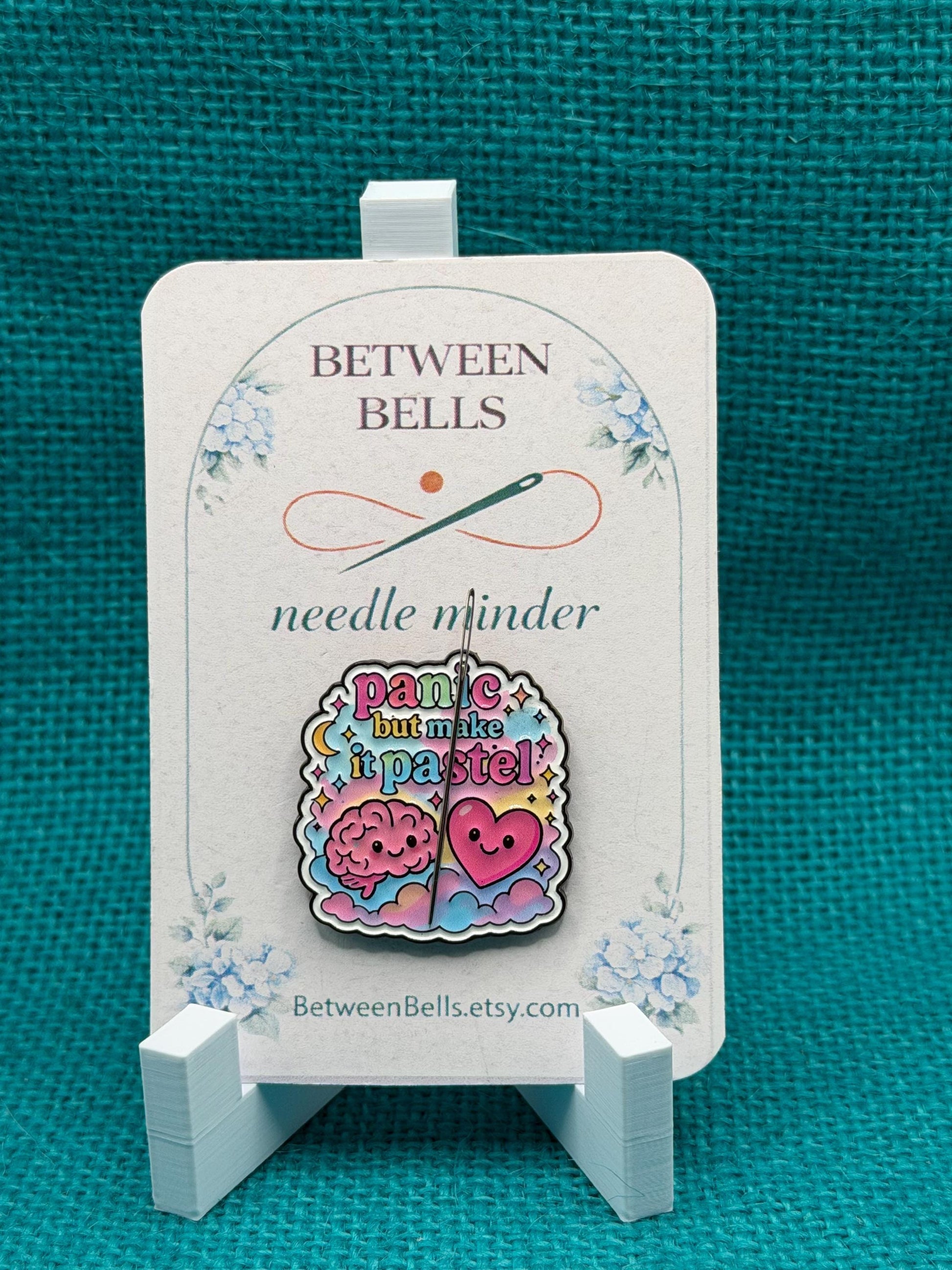 Panic But Make It Pastel Needle Minder | Funny Anxiety Magnet | Cute Mental Health Humor | Cross Stitch Needle Holder