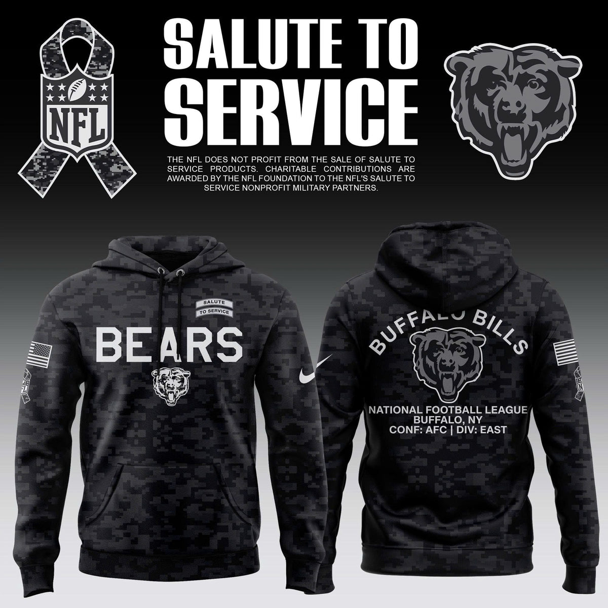 Unisex Chicago Bears 2026 Salute to Service Camo Hoodie