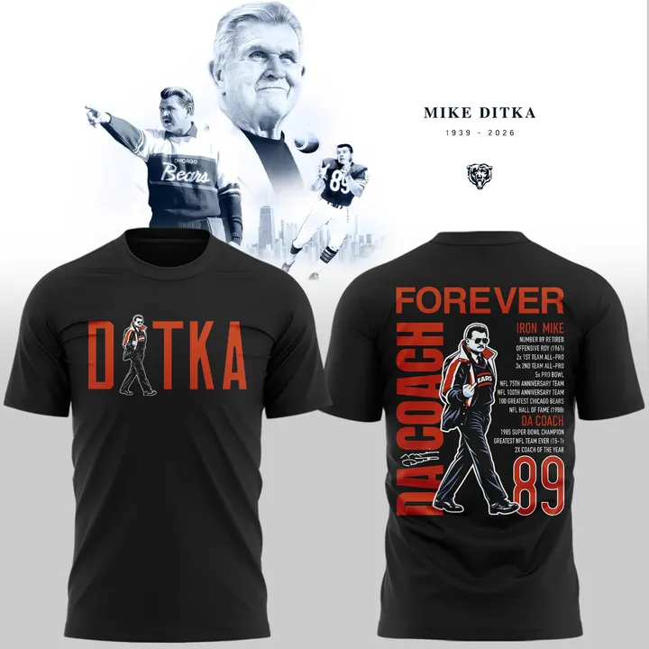 01.22. Black Shirt Mike Ditka Forever - Chicago Bears T-Shirt