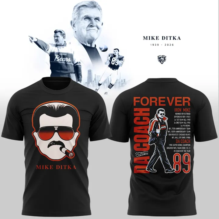 01.40. Chicago Bears Mike Ditka Forever Black T-Shirt